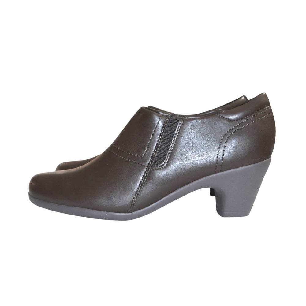 Dark Brown Shooties Block Heel Ankle Booties Side Zip Easy Spirit Caine 8.5 M